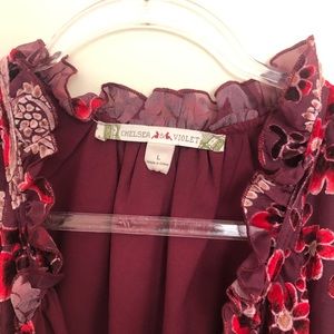 Chelsea & Violet Dresses - Chelsea and Violet Burgundy Paisley Dress L Chelsea & Violet Dresses - Chelsea and Violet Burgundy Paisley Dress L